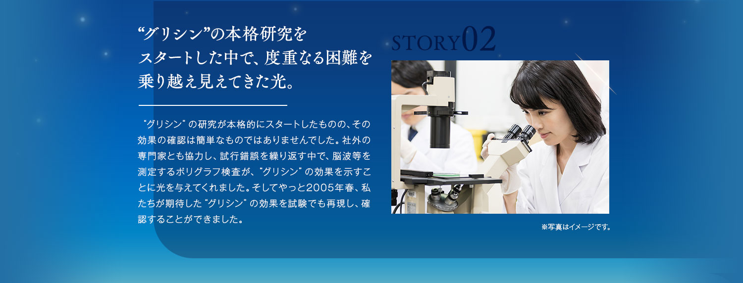 グリシンの本格研究をスタートした中で、度重なる困難を乗り越え見えてきた光