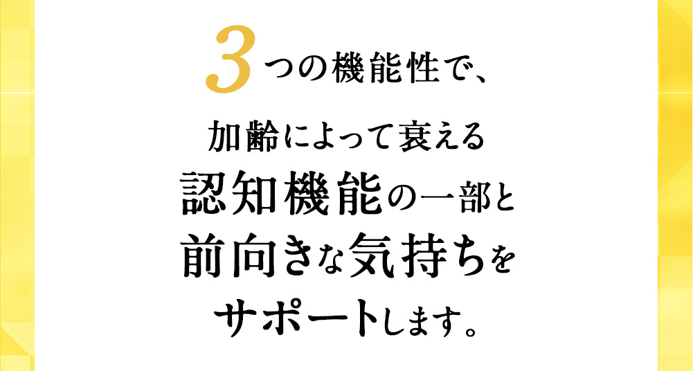 3つの機能性で、加齢によって衰える認知機能の一部をサポートします。